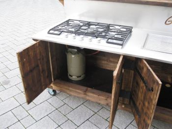 Gartenküche oder Autdoortheke rustikal Massivholz, Grundmodell
